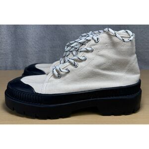 Pull & Bear Platform Shoes Womens 7.5 High-Top Sneakers Tan Canvas Spain‎ EU 38